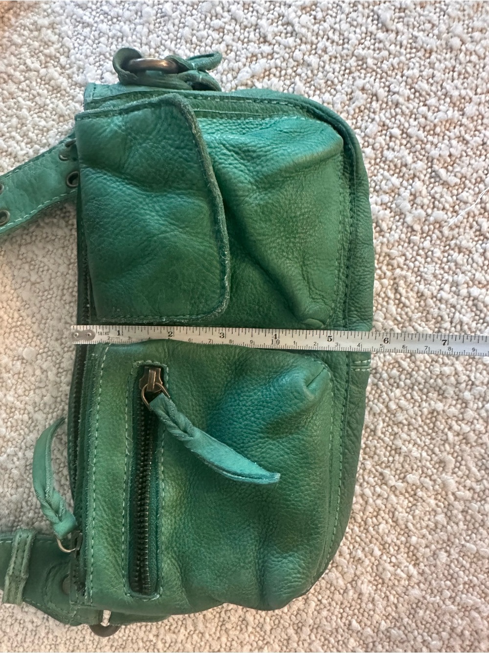Free people Green Leather Double-Pocket Crossbody Bag - Picture 8 of 9